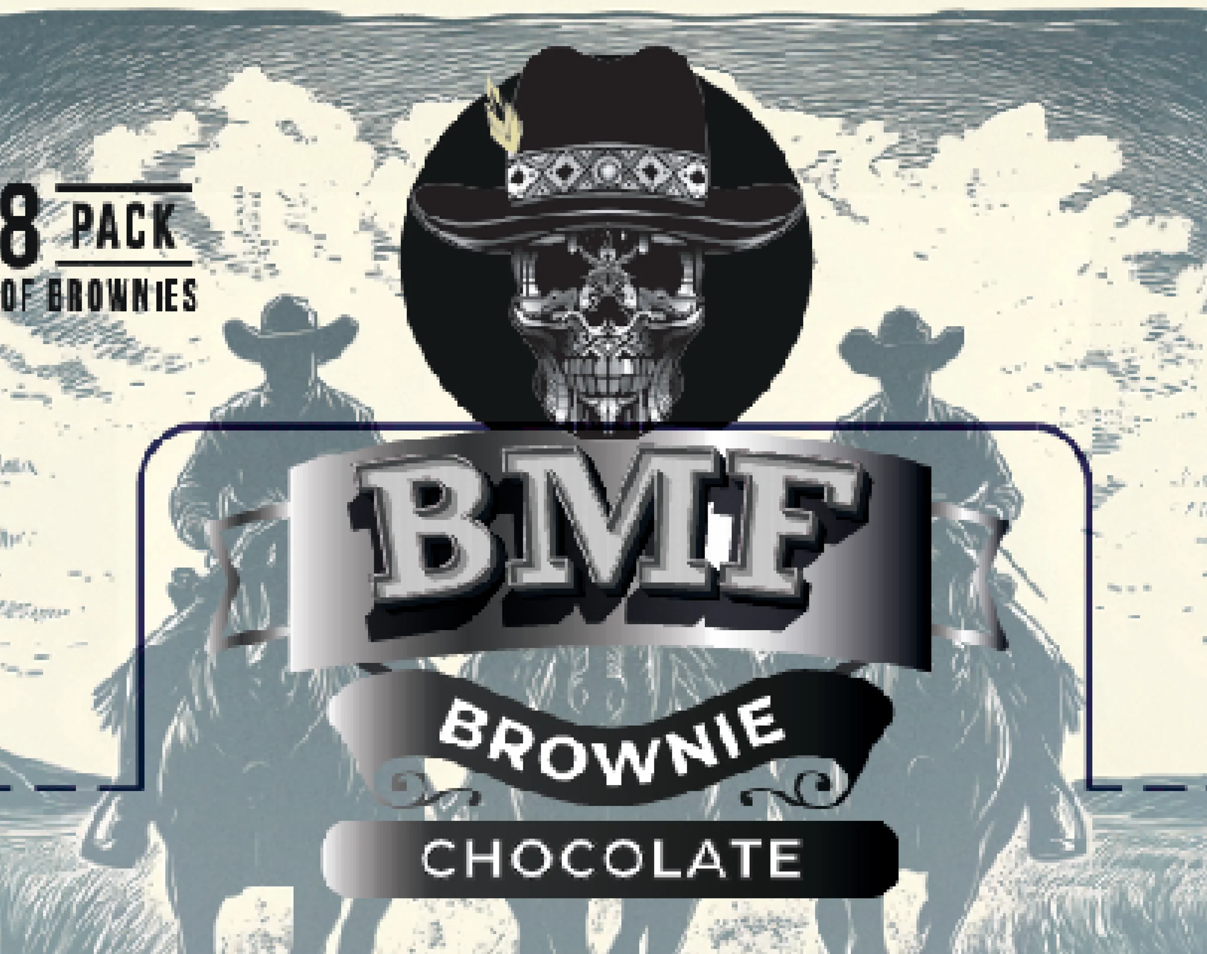 BMF Brownie cowboy and skull package artwork