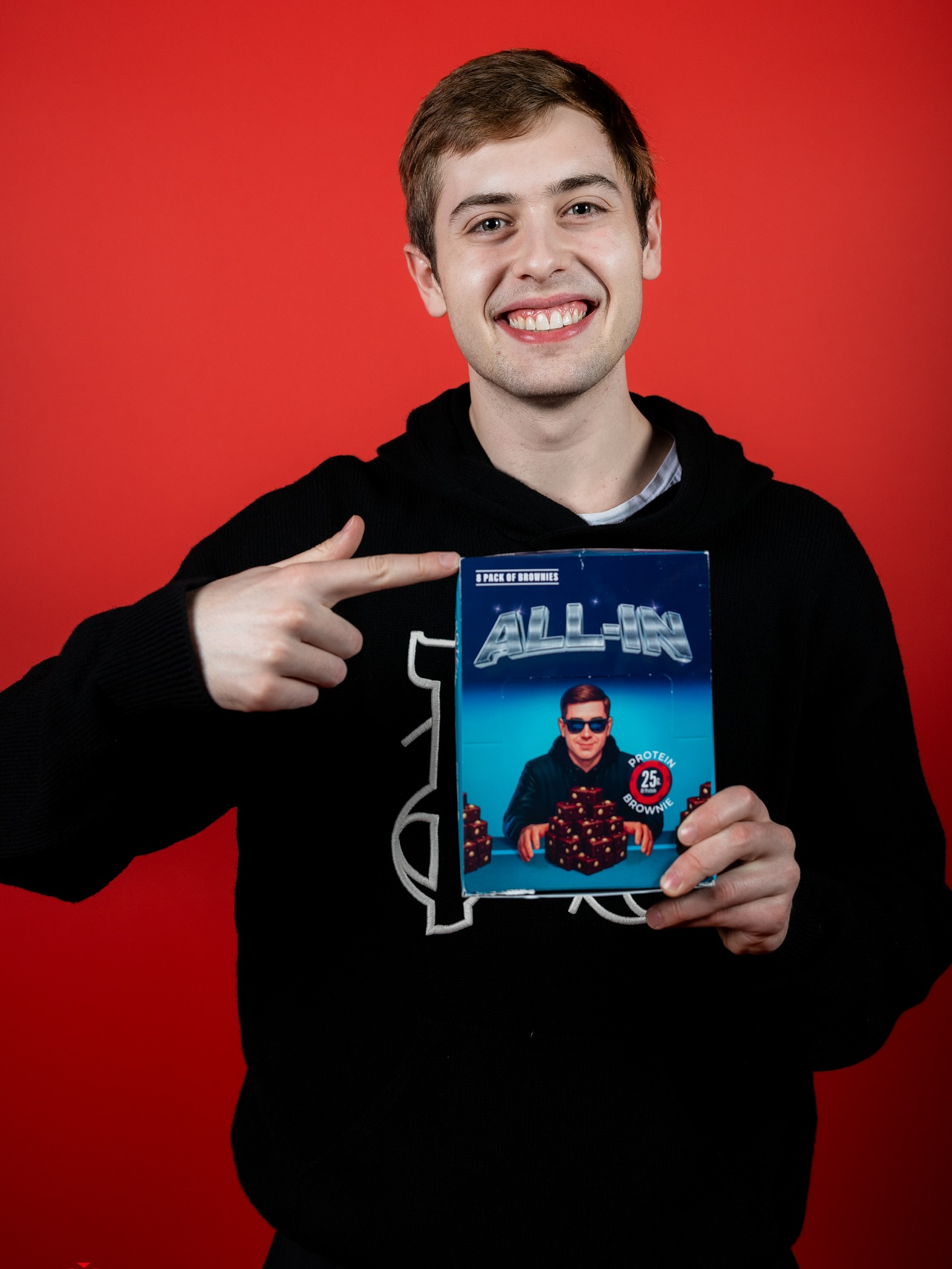 Frankie C holding an All-In Brownie package
